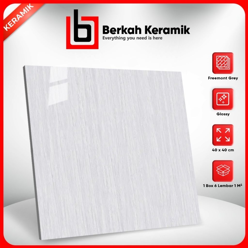 Keramik Motif Serat Kayu Glossy 40x40 Fremont Grey