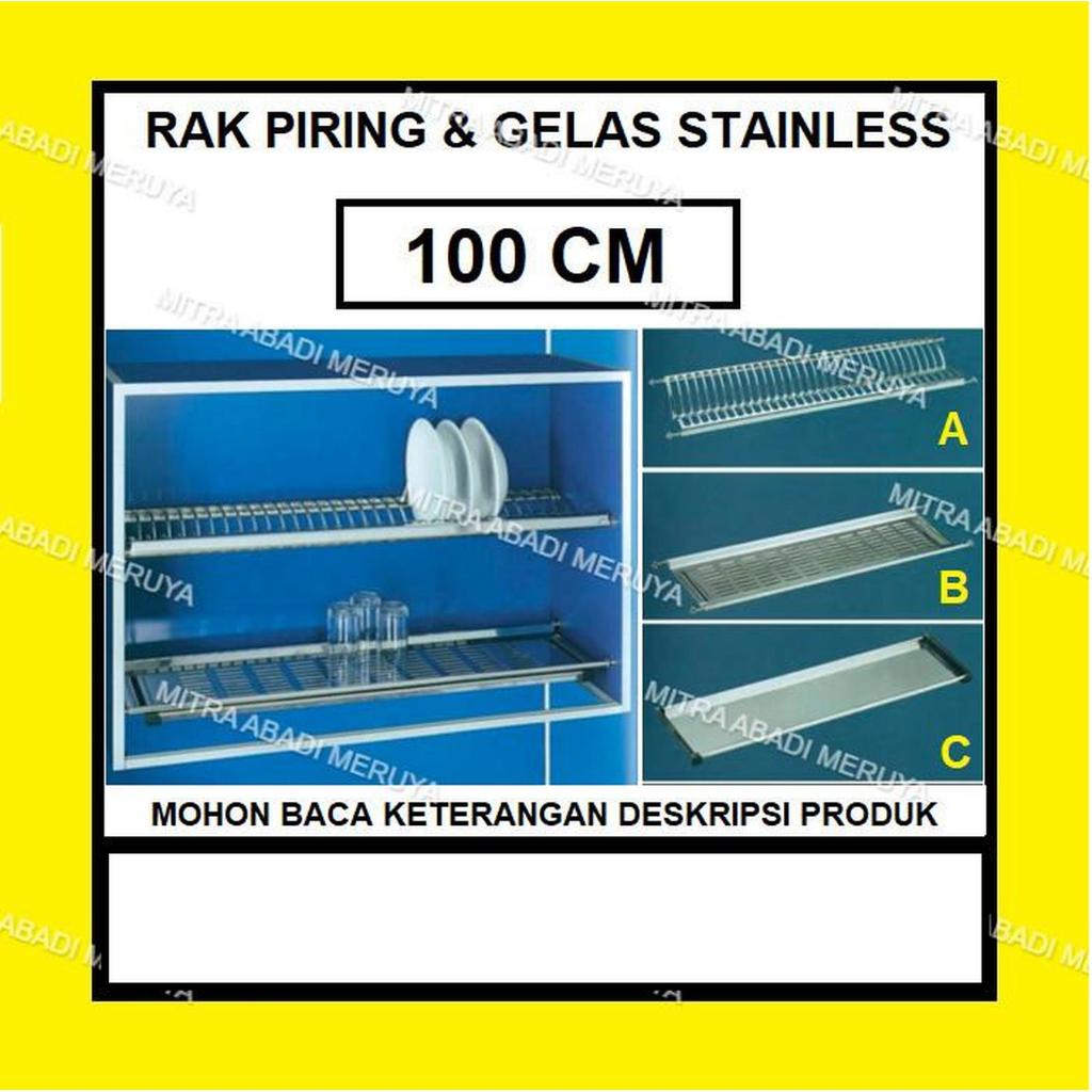 Rak Piring & Gelas Stainless Kitchen Kabinet Dish Rack 100cm