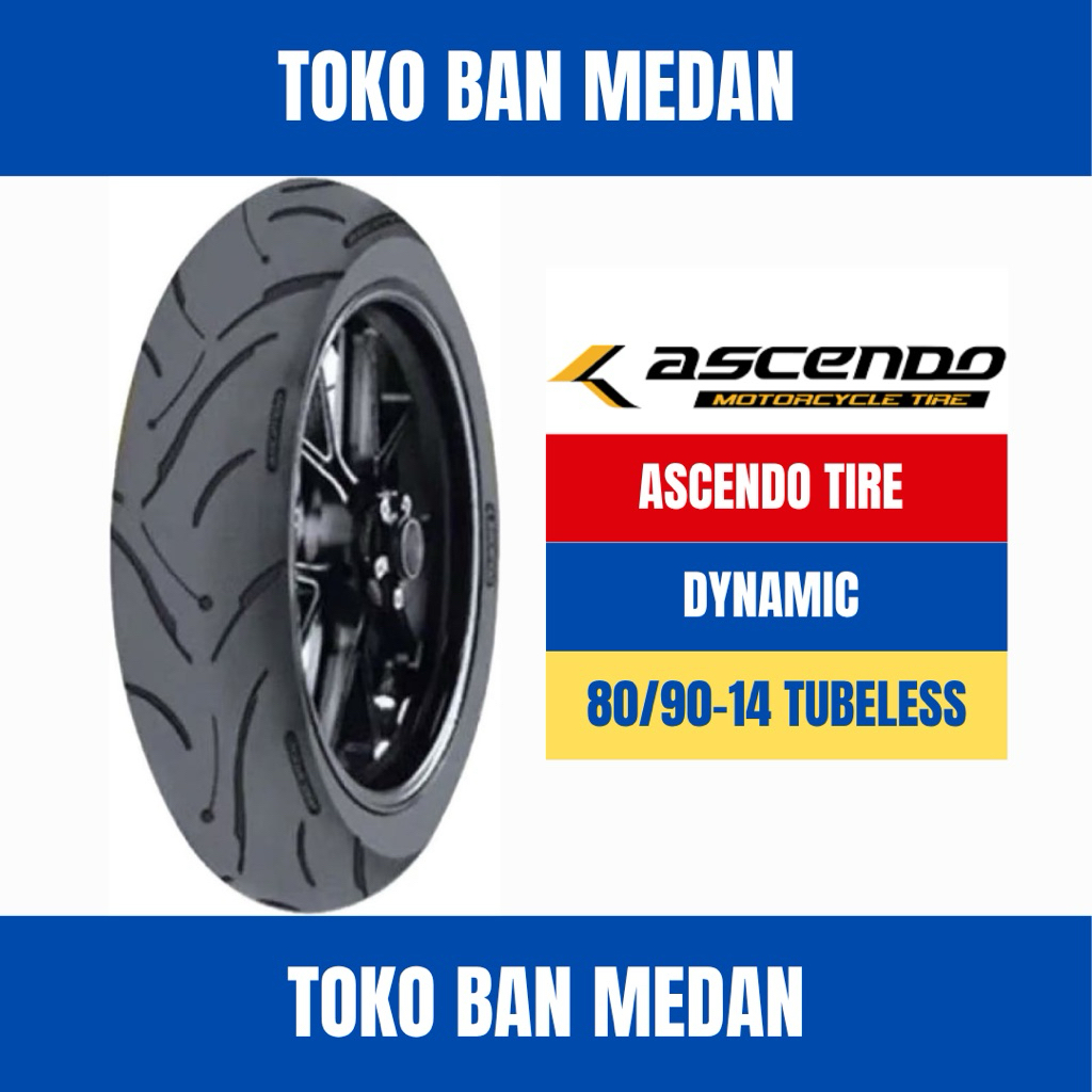 BAN LUAR MOTOR ASCENDO 80/90-14 DYNAMIC TL TUBELESS