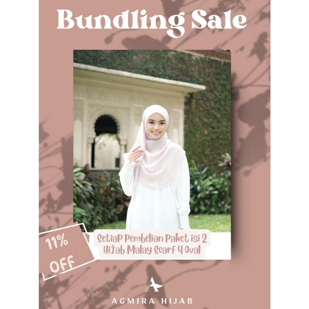 Paket Bundling 2 Hijab Malay Scarf 4 Oval | Ukuran 130x130 cm | Polycotton Premium | Wangi & Nyaman