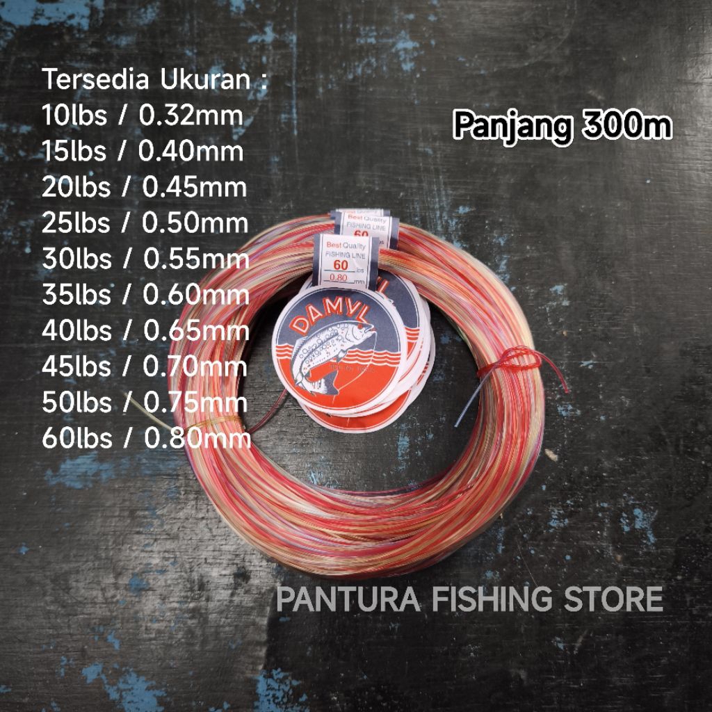 Senar Pancing Damyl Pelangi / Mambo Ukuran 10lbs - 60lbs Panjang 300m