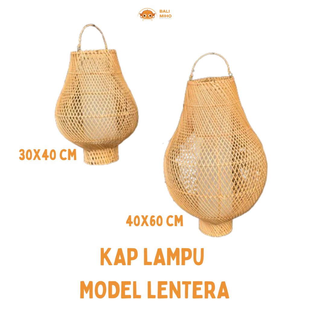 Kap Lampu Motif Lentera Jumbo Daleman Fiber / Resin - Lampu Rotan - Rattan Lampshade  - Lampu villa 