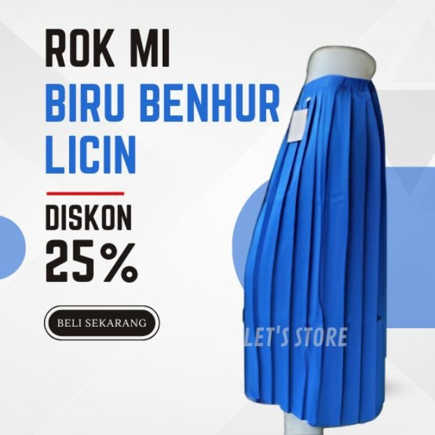 Rok Panjang Rempel MI SD Biru Benhur Bahan Licin