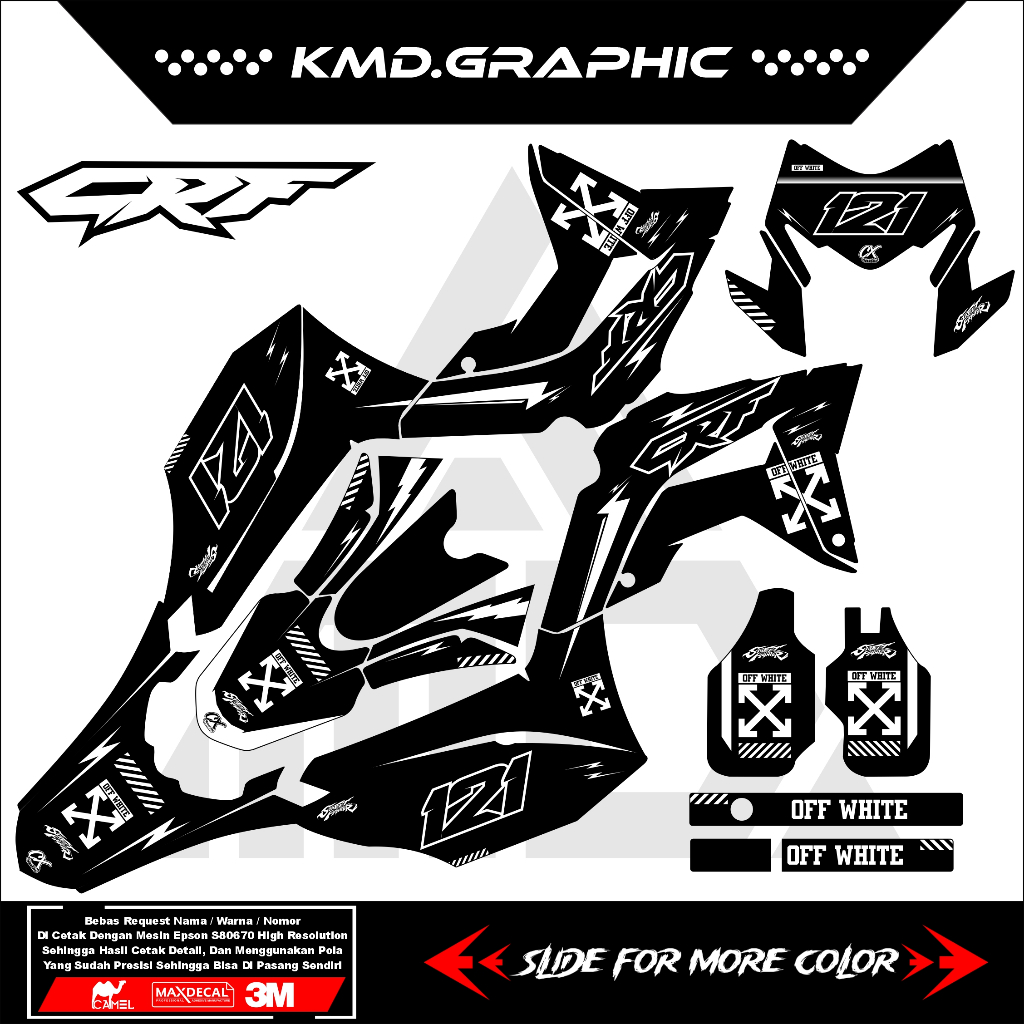 Sticker Decal Full body Supermoto CRF 150 L - Dekal Stiker CRF 150 L MOTIF OFF WHITE KEREN SIMPEL MI