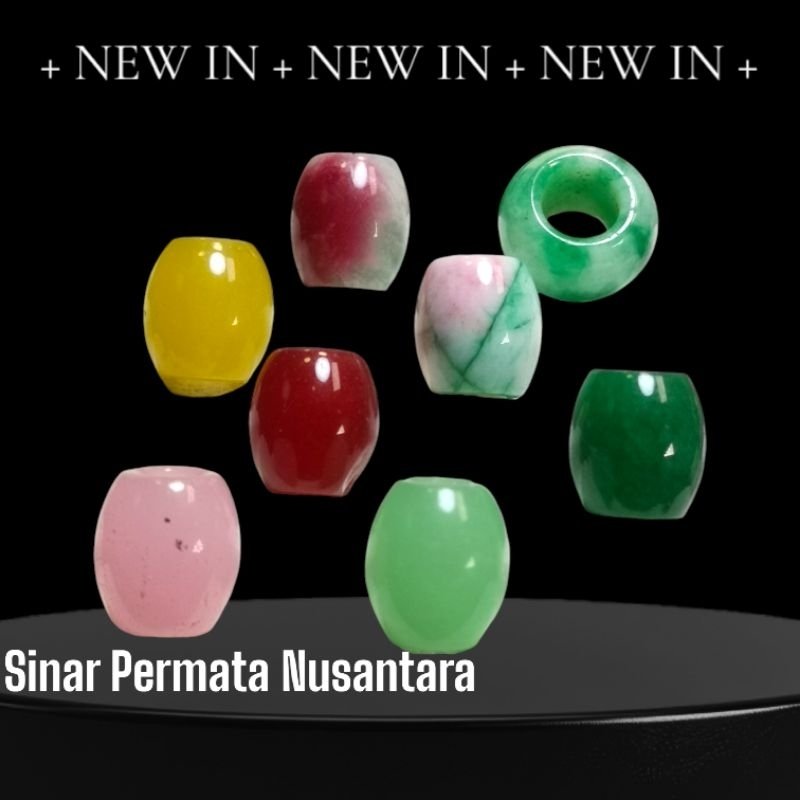 Natural batu Jadeite Jade / giok tambahan accesories liontin kalung bentuk donat - tabung berlubang 