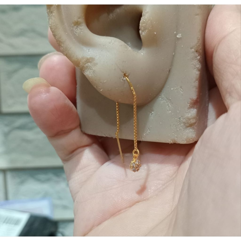 Anting Tusuk Panjang Perak Asli Silver 925