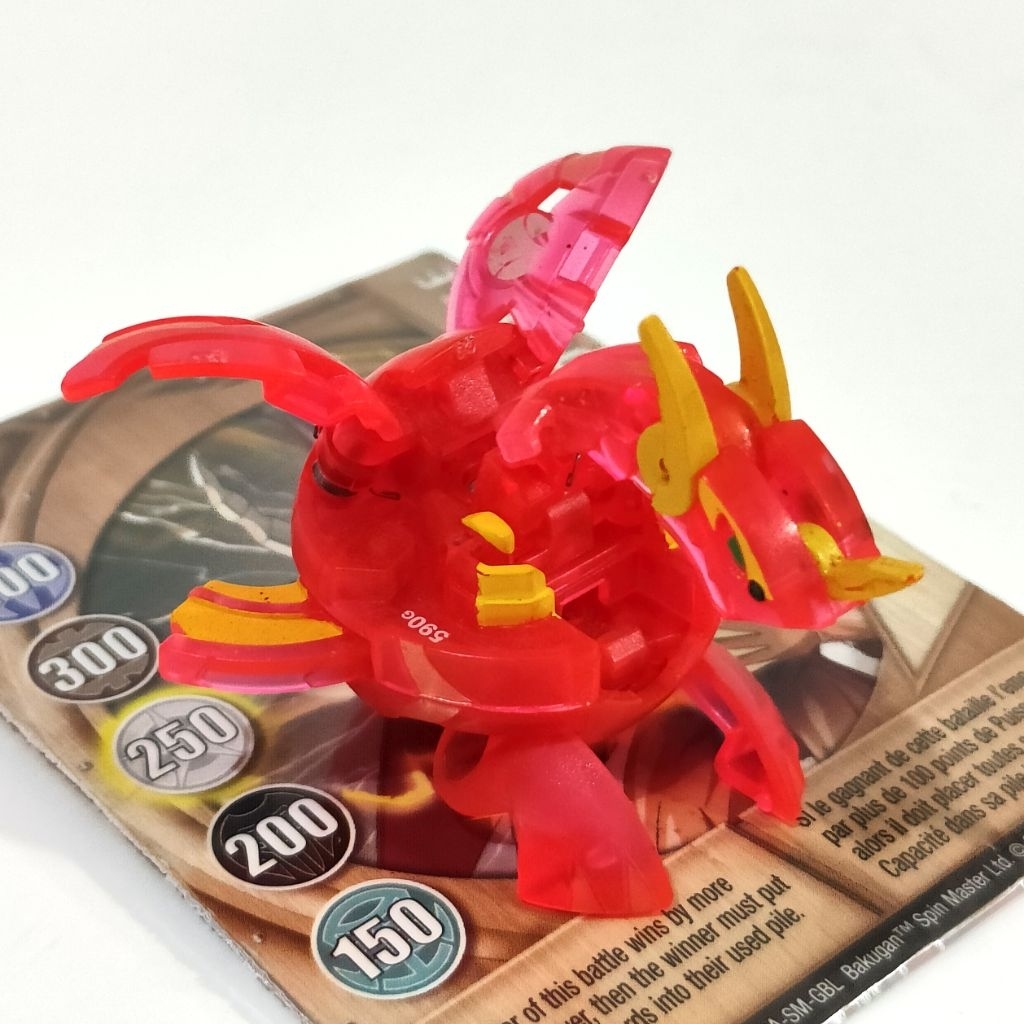 Figur Bakugan Pyrus Neo Dragonoid Translucent Rare – Mini Figure Bakuneon Original 4.8 cm + Bonus Ga