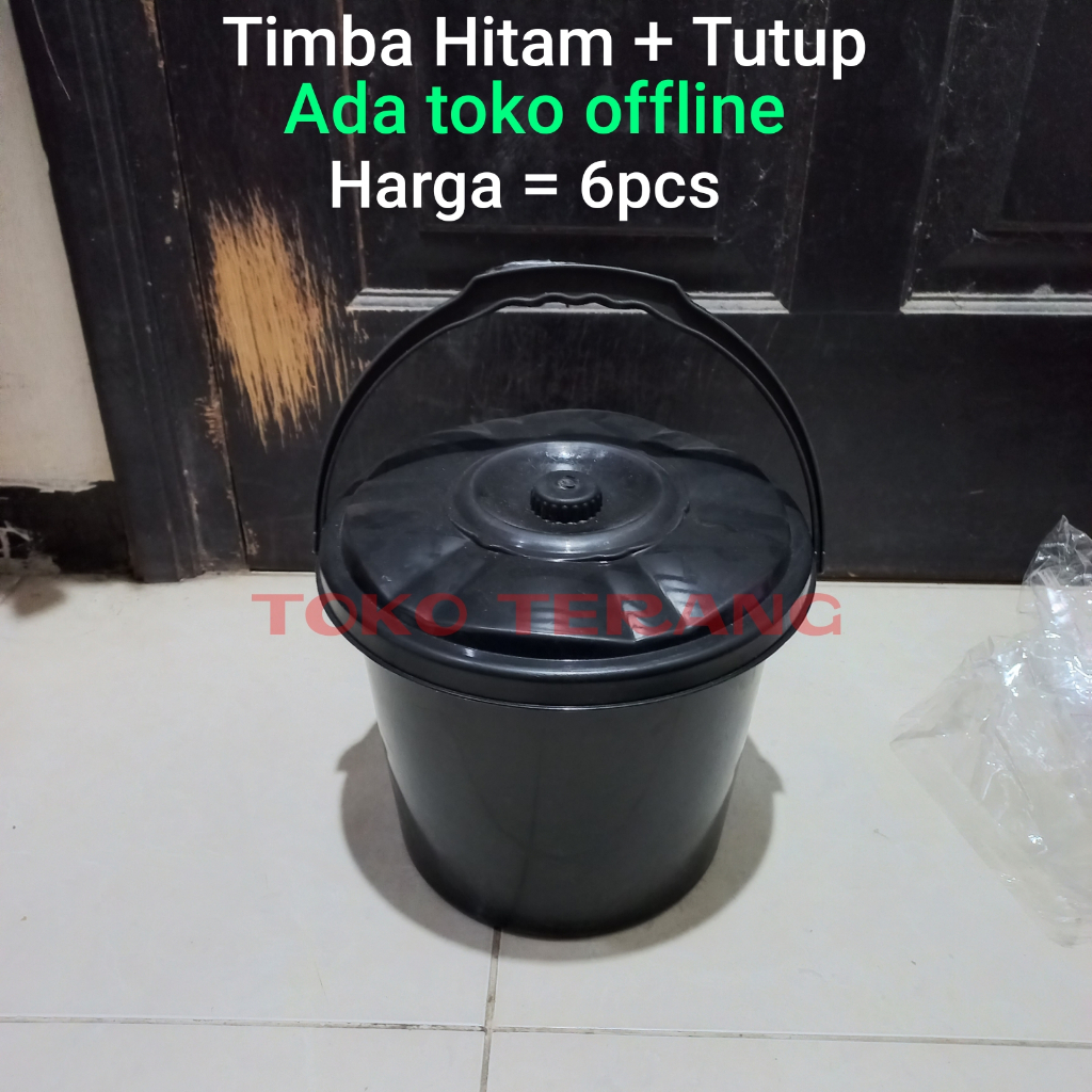 6PCS Timba hitam + tutup timbo hajatan berkatan syukuran ember gagang plastik serbaguna