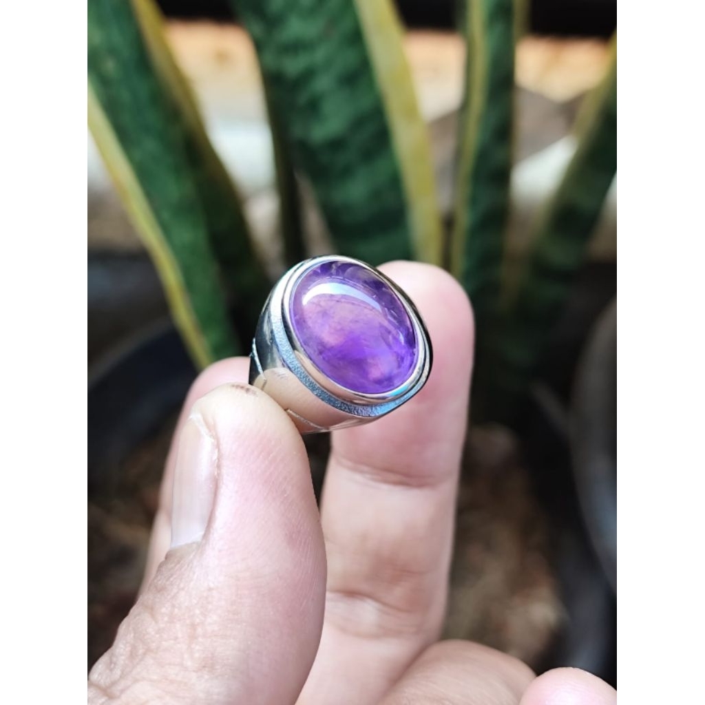 Cincin batu akik kecubung kalimantan