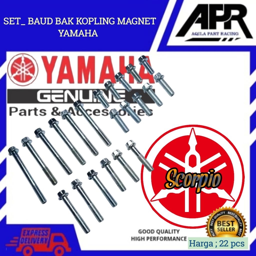 Set__Baut Baud Blok Mesin Crankcase Kiri Kanan YAMAHA SCORPIO