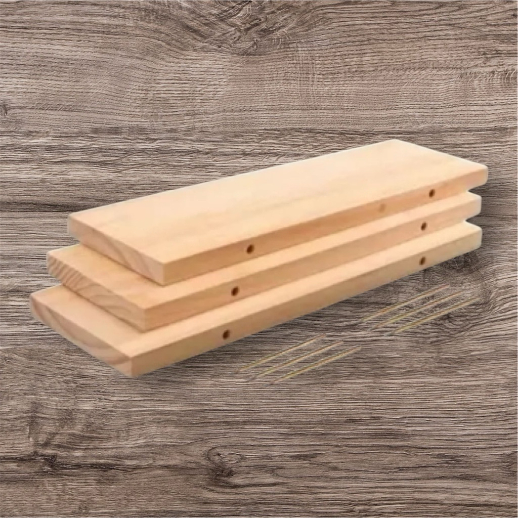 RAK DINDING AMBALAN LAYANG MINIMALIS 1SET KAYU JATI NATURAL