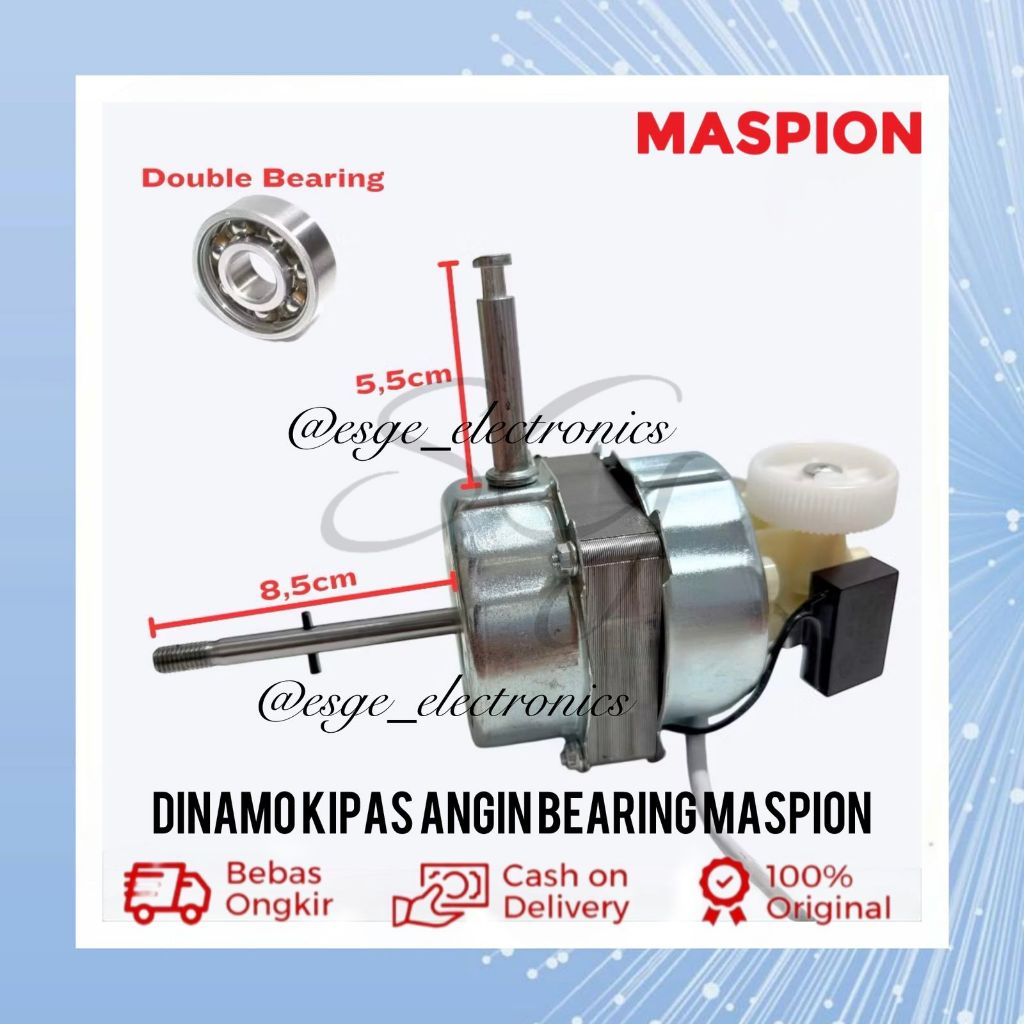 DINAMO MOTOR KIPAS ANGIN MASPION DOUBLE BEARING 12 INCH 16 INCH DINAMO KIPAS MASPION DINDING BERDIRI