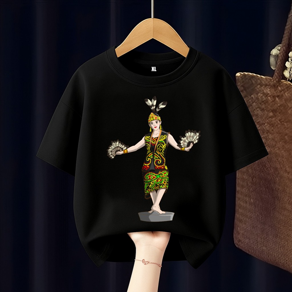 BAJU KAOS ANAK SUKU DAYAK TARI DAYAK PULAU KALIMANTAN FREE CUSTOM NAMA