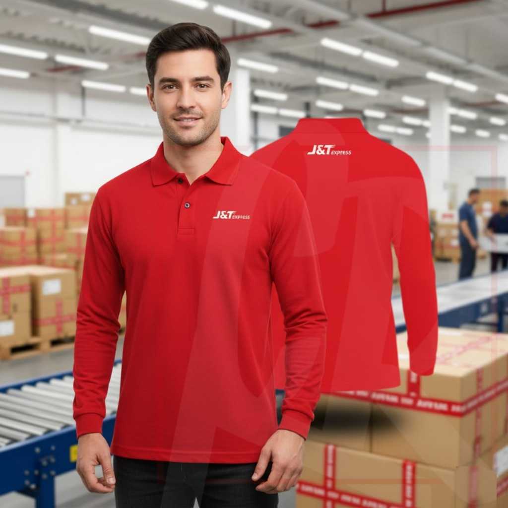 shirt BAJU kaus polo lengan panjang kerah JT expres EX JNTE ekspres motif polos dengan sablon jn dtf