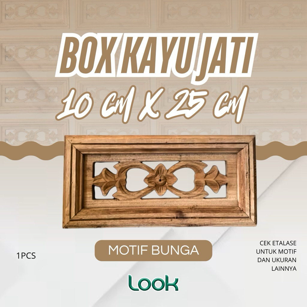 [ 10 X 25 ] Loster Box Kayu Jati  | Ventilasi Udara Jati 10x25 GAMBAR BUNGA