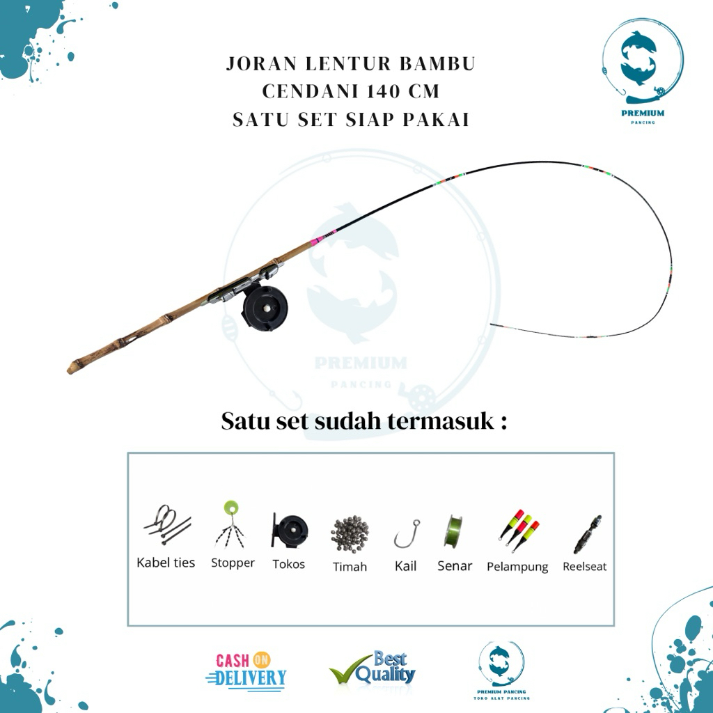 BR Joran lentur wader super lentur bambu cendani 140cm