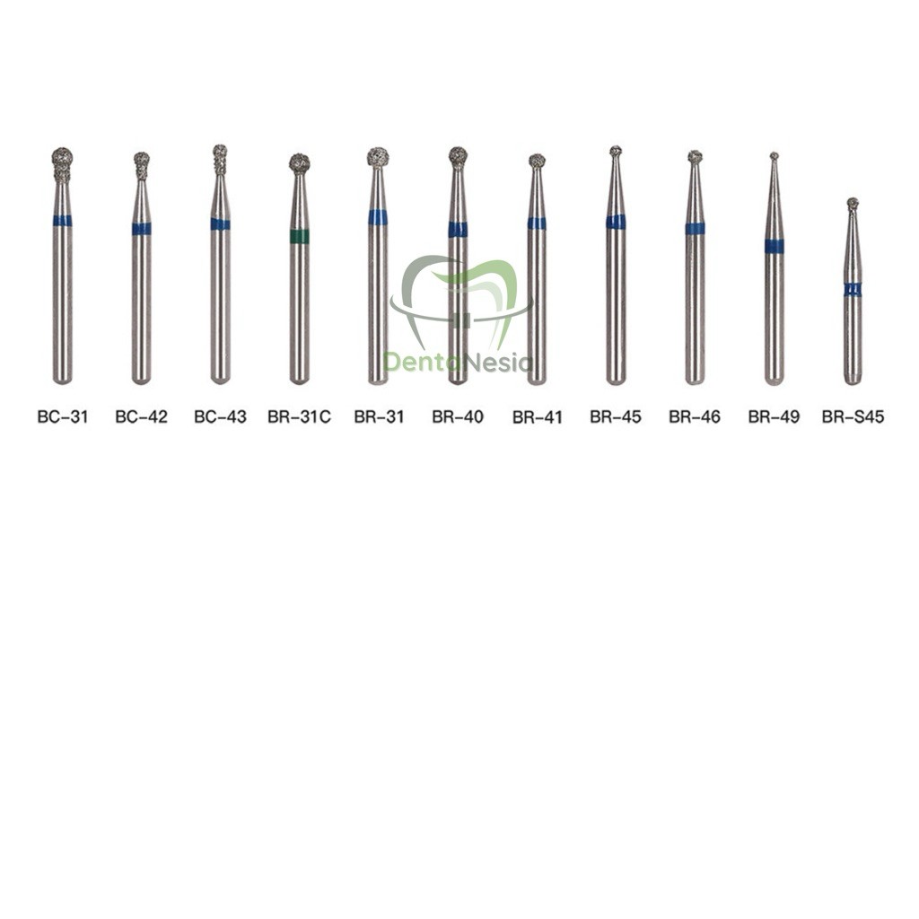 Round Bur Azdent / Reguler (pita biru) / Diamond Bur Preparasi Highspeed Satuan Dental