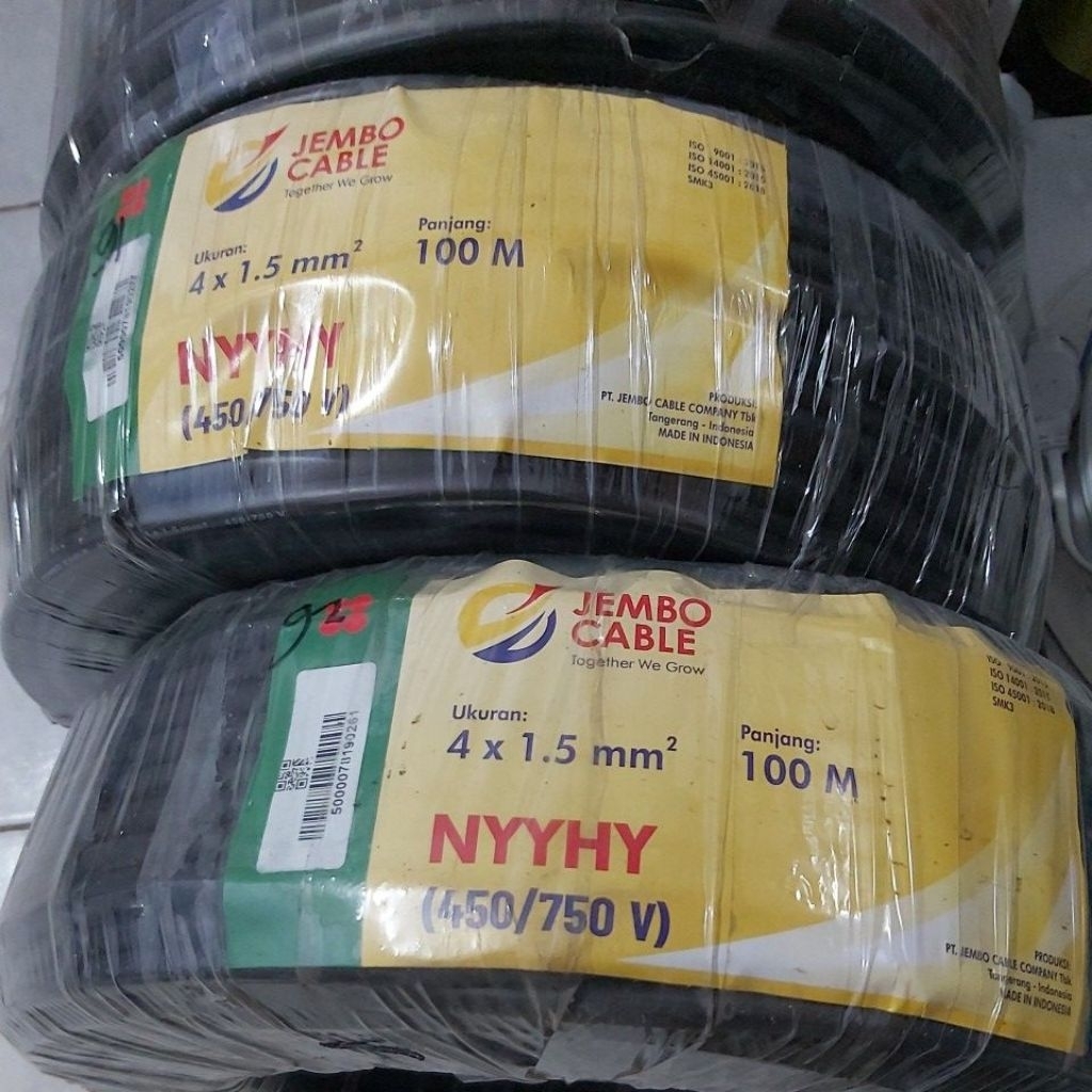 KABEL JEMBO NYYHY HITAM 4 x 1,5 100 meter