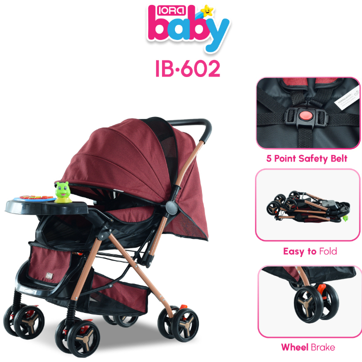 KERETA SORONG BAYI MULTIFUNGSI | BOLAK BALIK KANOPY DAN MAINAN | BABY STROLLER IB-602