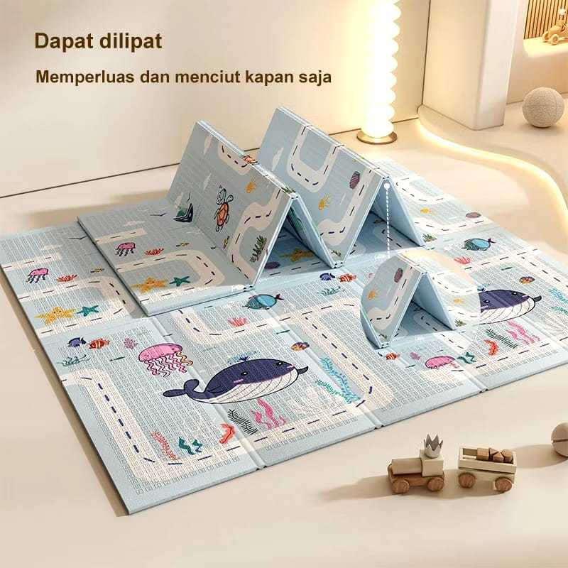Playmat lipat busa xpe mudah digunakan dilipat ukuran 180cm x 200cm tebal 8/10mm matras anak motif e