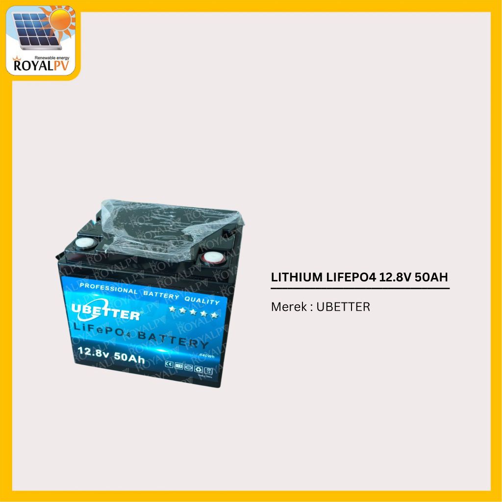 Ubetter Baterai lithium lifepo4 12v 50ah, battery lithium lifepo4 12.8V 50AH