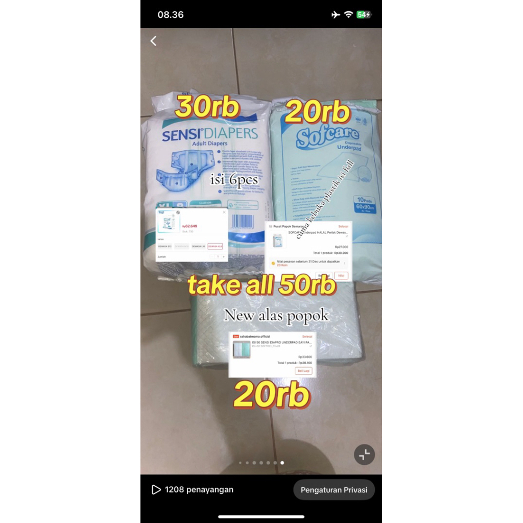 hanya underpad/underpad bayi