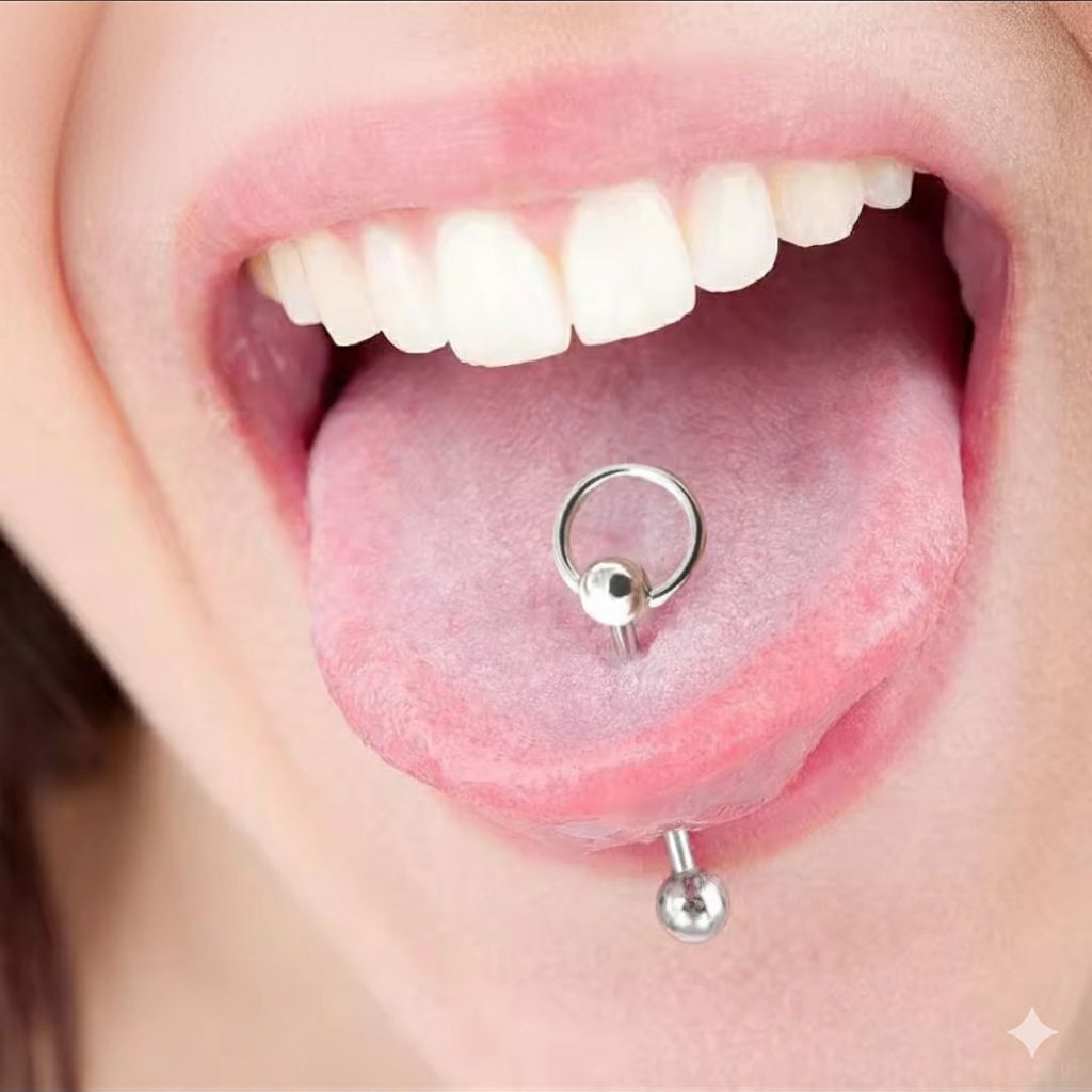 14 g stainless steel barbell piercing Ring Tongue piercing tongue ring with ball circle tongue