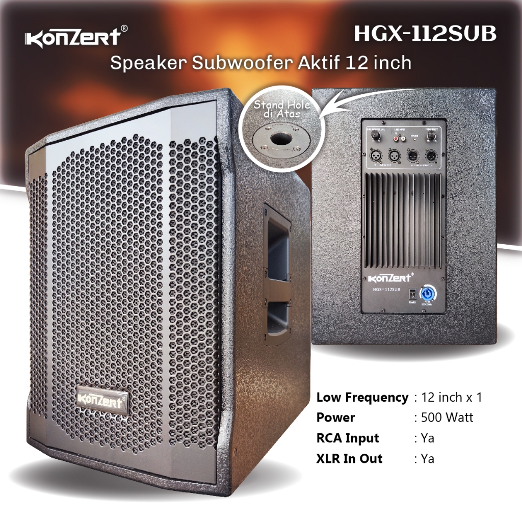 Speaker Subwoofer Aktif 12 inch HGX 112 SUB KONZERT Original High Quality