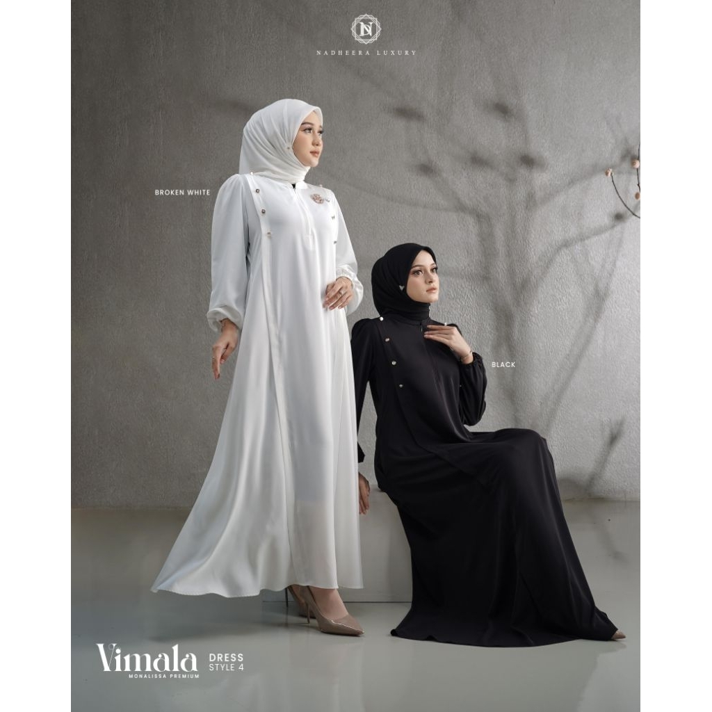 Baju Gamis Hitam & Putih Nadheera Vimala Dress Style 4.