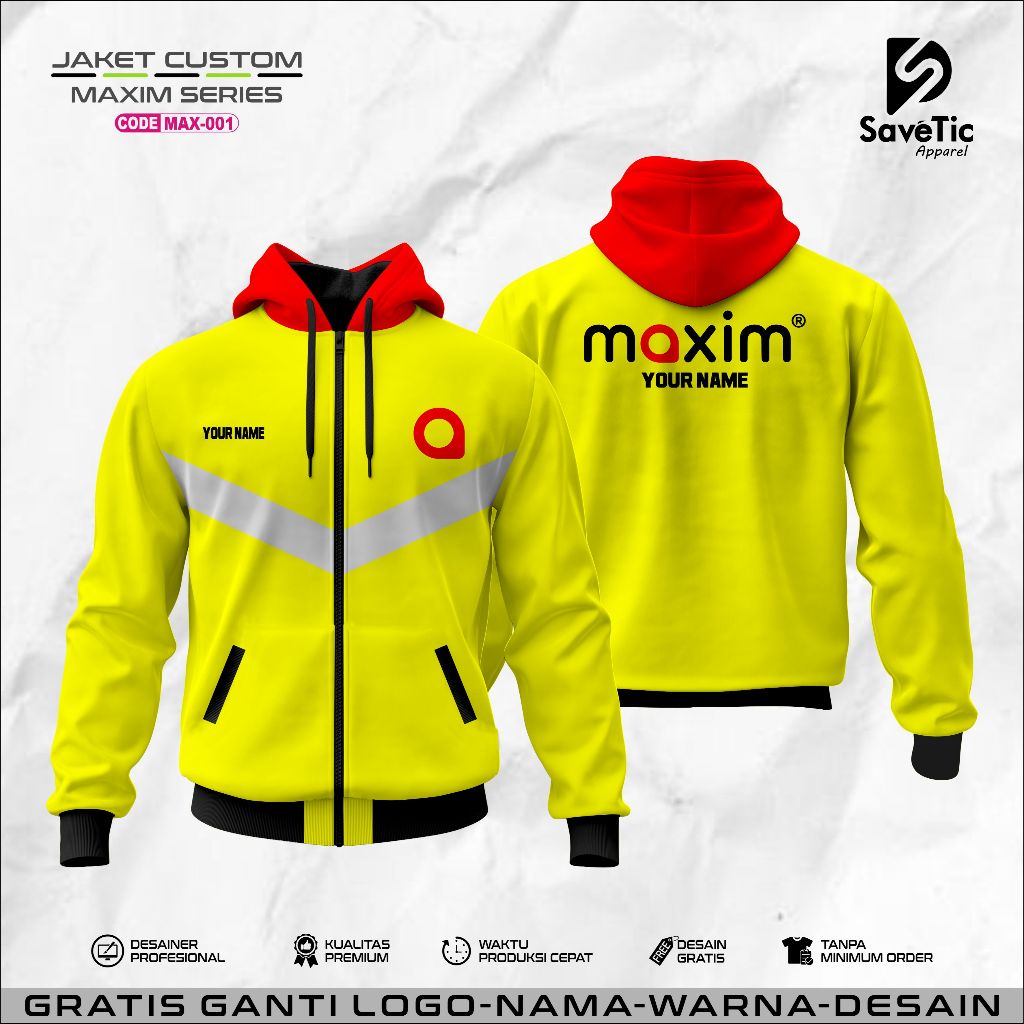 Jaket Maxim full printing sublim/ Jaket Driver Maxim terbaru/Jaket Custom/hoodie/Bomber/Tracktop/Jak