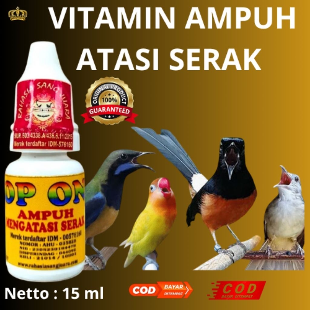 VITAMIN TOP ONE – OBAT SERAK BURUNG 15mlSolusi Ampuh Atasi Suara Serak & Gangguan Pita Suara Burung