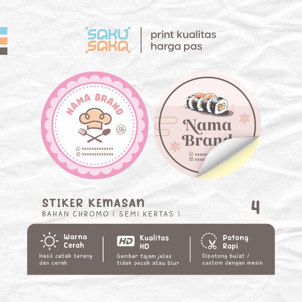 Stiker Label Makanan Stiker Label Logo Sticker Olshop Stiker Makanan Stiker Logo Custom ( LABEL 4 SA