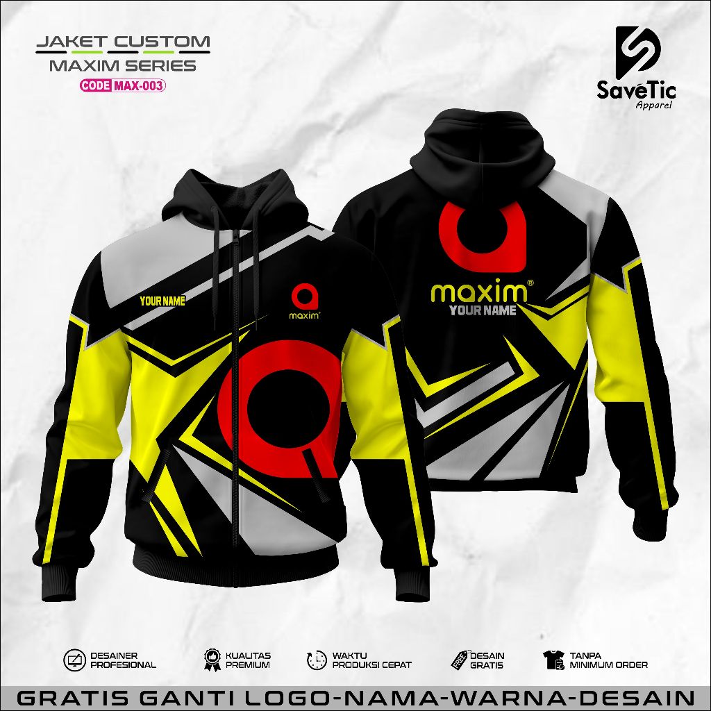 Jaket Maxim full printing sublim/ Jaket Driver Maxim terbaru/Jaket Custom/hoodie/Bomber/Tracktop/Jak