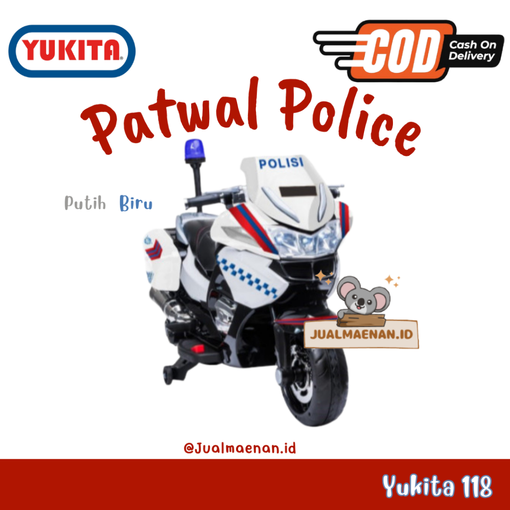 Mainan Anak Maenan Motor Aki Patwal Police Yukita 118 Motoran Polisi Aki Anak