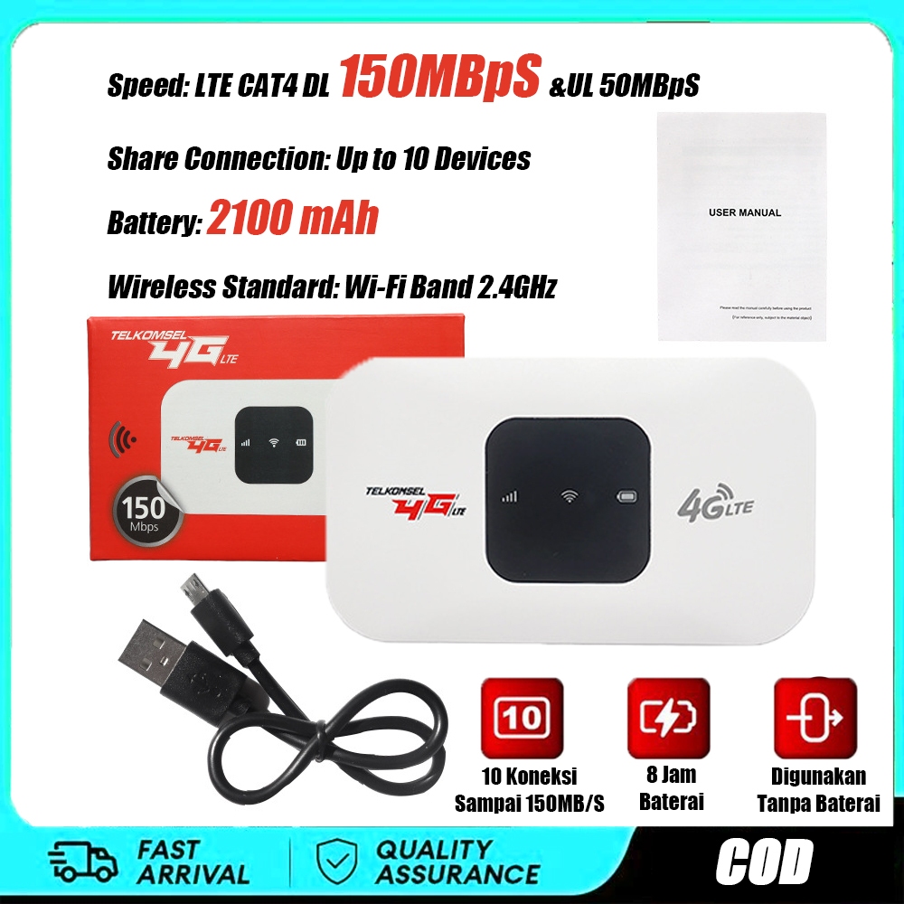 MIFI MODEM WIFI 4G UNLOCKOPERATOR Perdana / 150Mbps 4G/5G Portable Mobile WiFi USBMobile WiFi Modem 