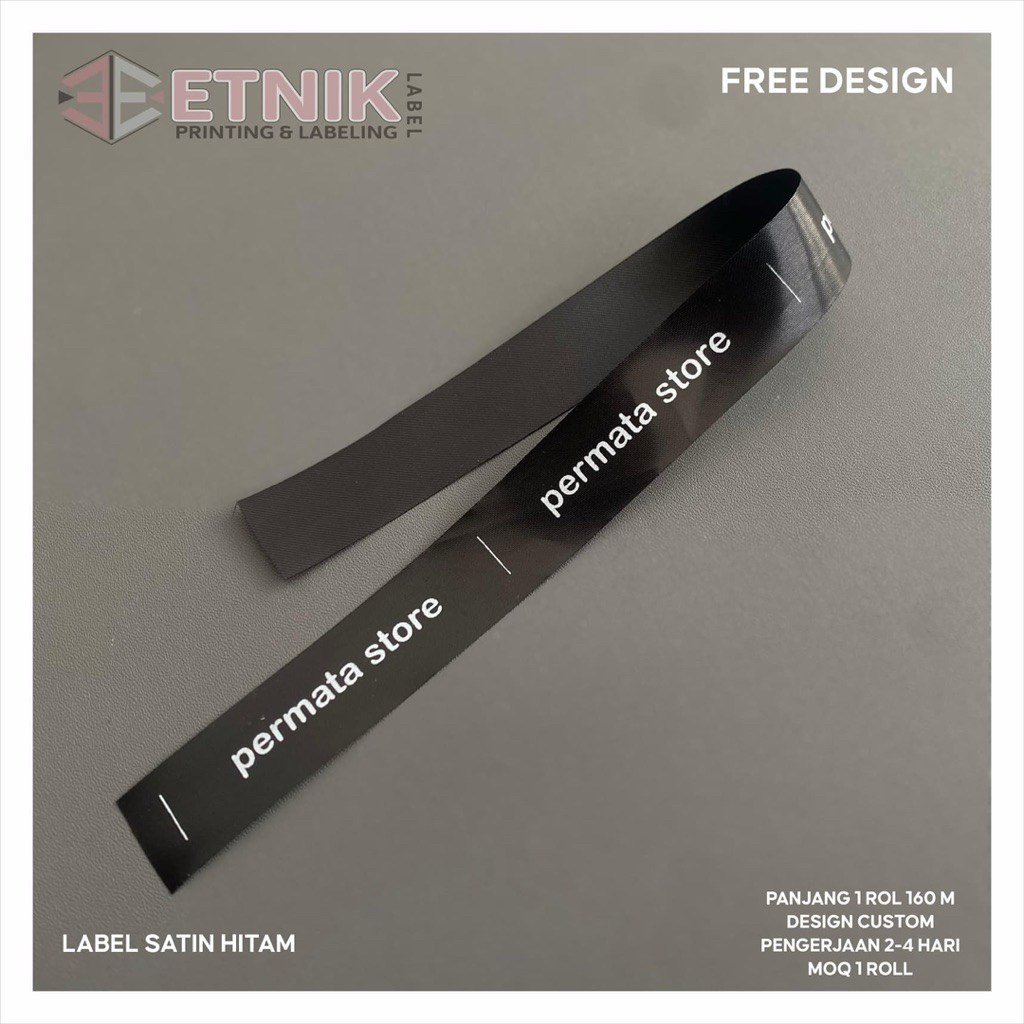 LABEL SATIN HITAM CUSTOM / label satin hitam,label satin,label kerah,label slip,label merk,label siz