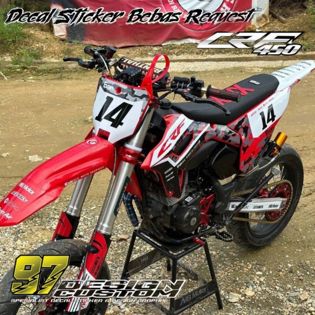 DECAL STICKER MOTOR HONDA CRF 150 L NEW SUPERMOTO/CRF 150 OLD/CRF 230/CRF 250/CRF 110/CRF 450