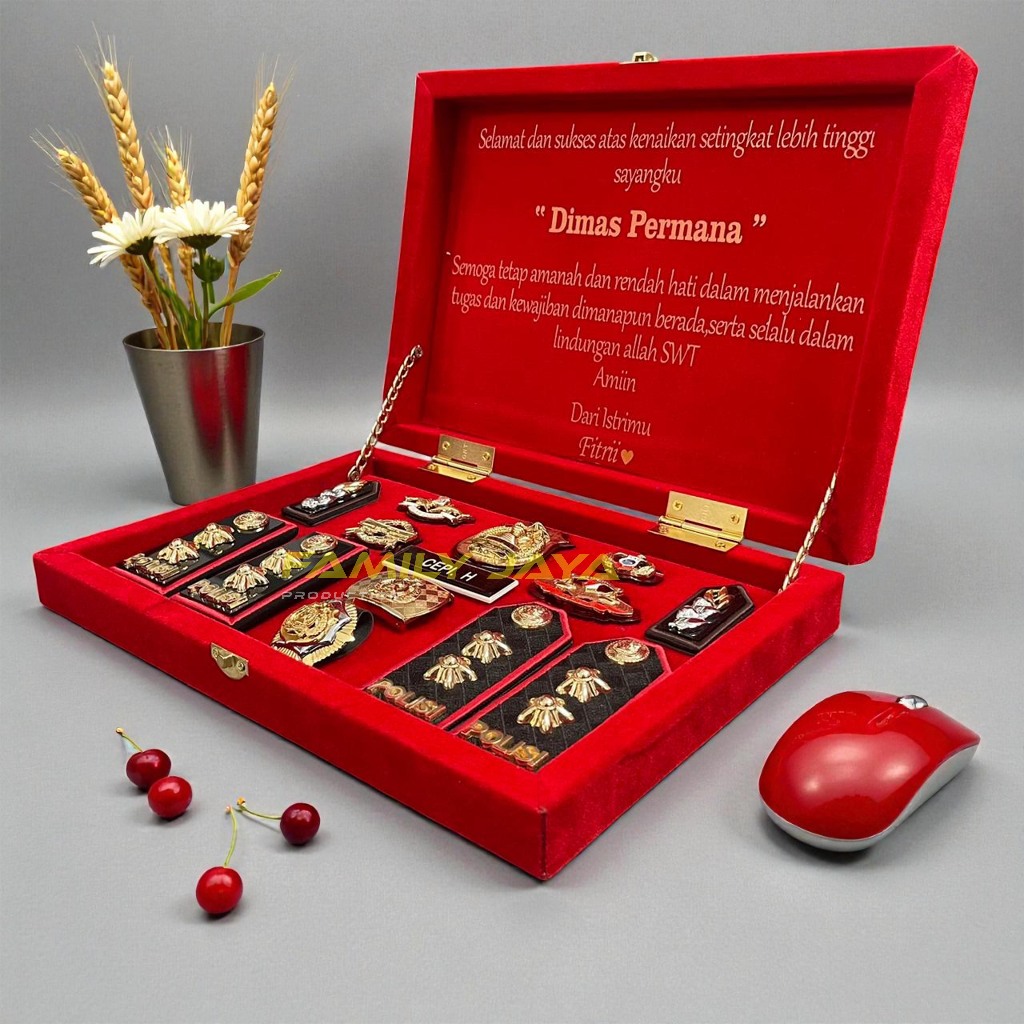 Gift Box Pangkat Polri Perwira Pamen Premium Custom Ucapan kenaikan Pangkat