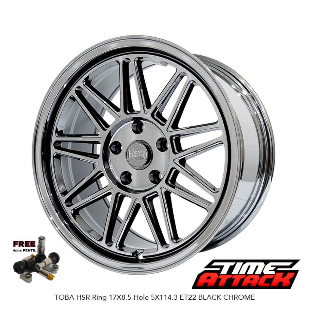 Velg Mobil Innova Ring 17 HSR WHEEL Tipe Toba Velg Hsr R17 Black Chrome