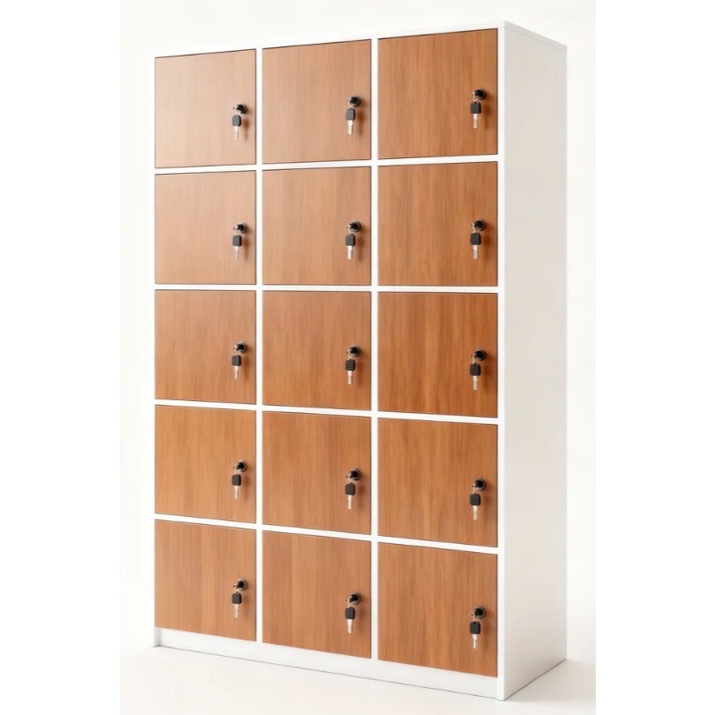 Loker 15 Pintu MDF Lapisan PVC + Kunci