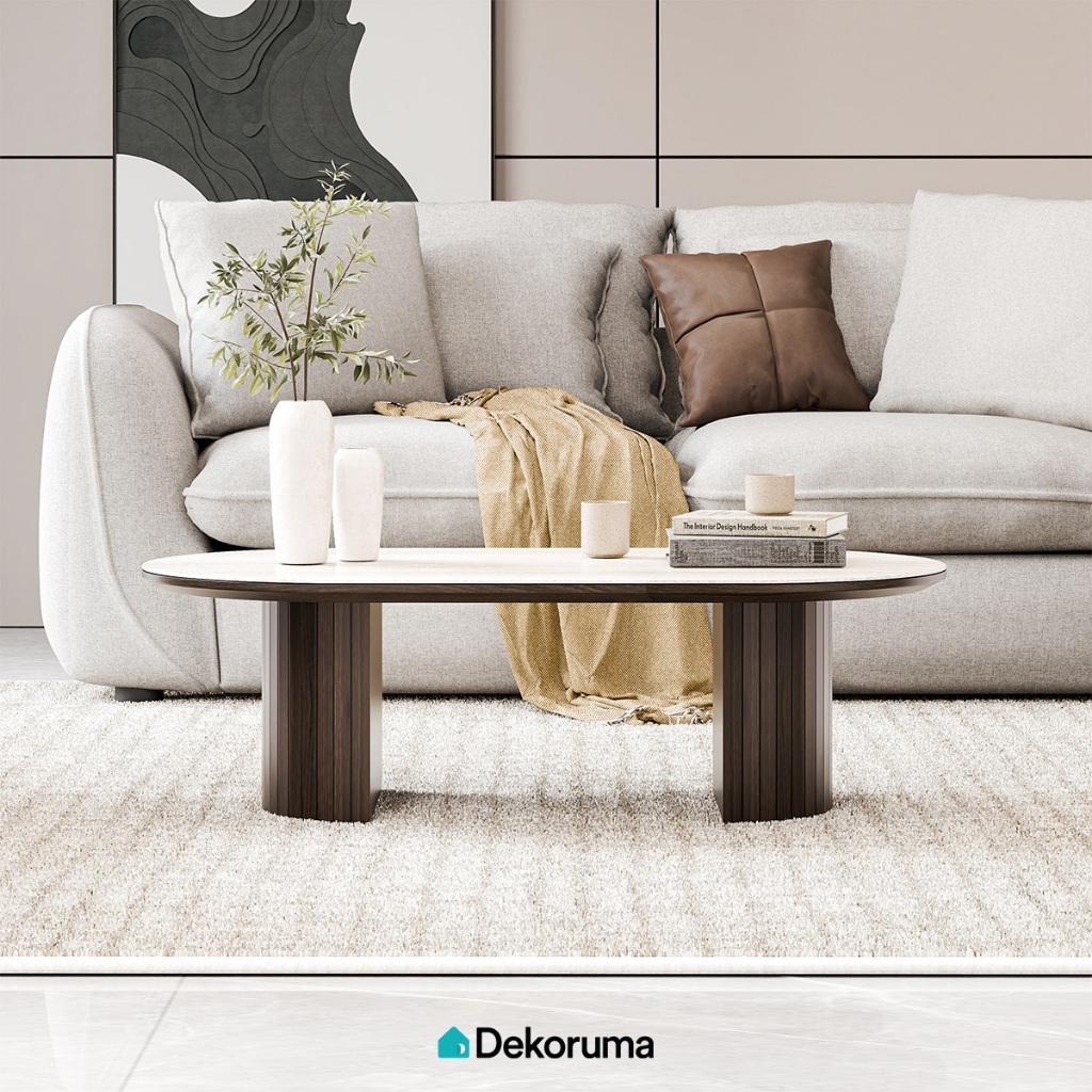 Dekoruma Tenzo BRUNO Coffee Table Walnut with Ceramic Marble Top