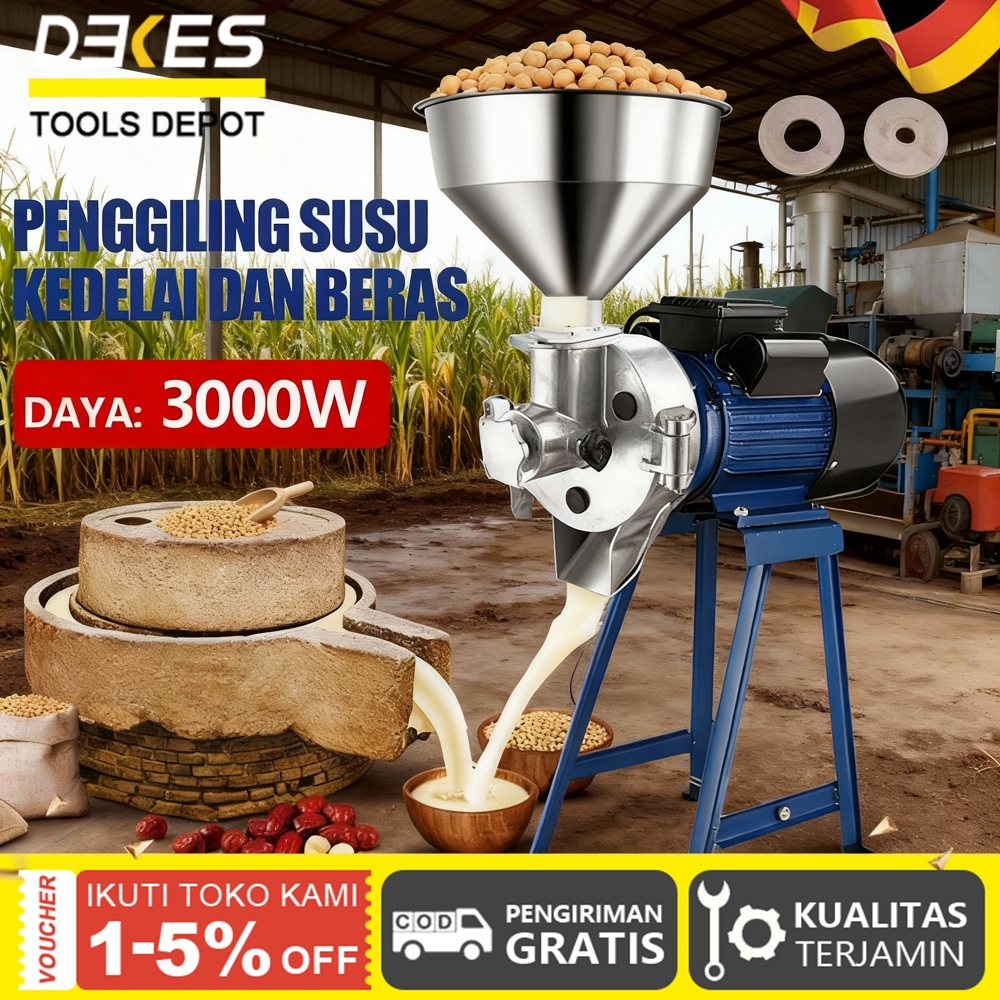 DEKES Penghancur Biji Kedelai Tepung Jagung Mesin Penggiling / Grain Grinder/Penggiling Multifungsi/