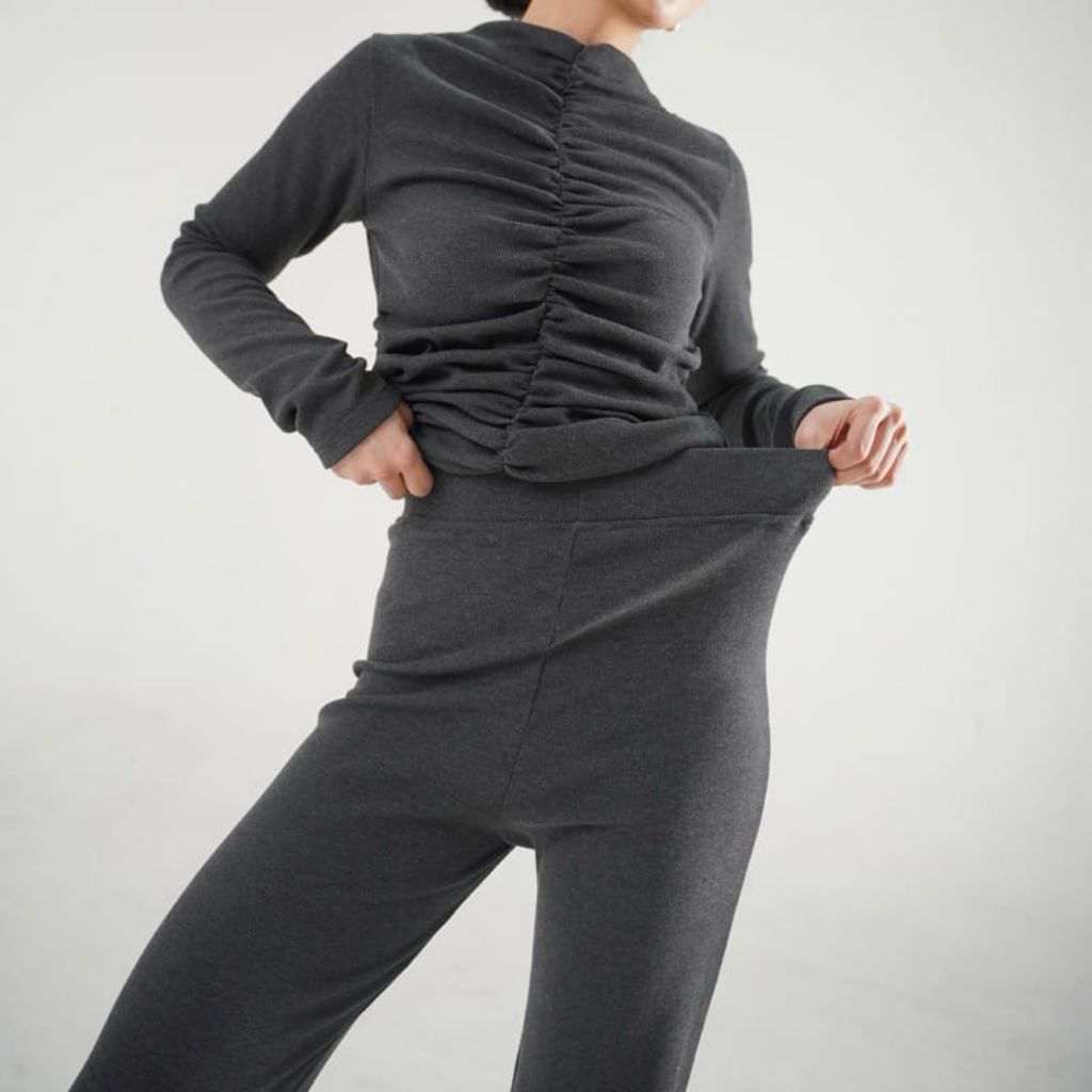 CELANA KULOT RIB BAHAN RIB KNIT HIGHWAIST /CELANA KULOT WANITA / KULOT KNIT HIGHWAIST