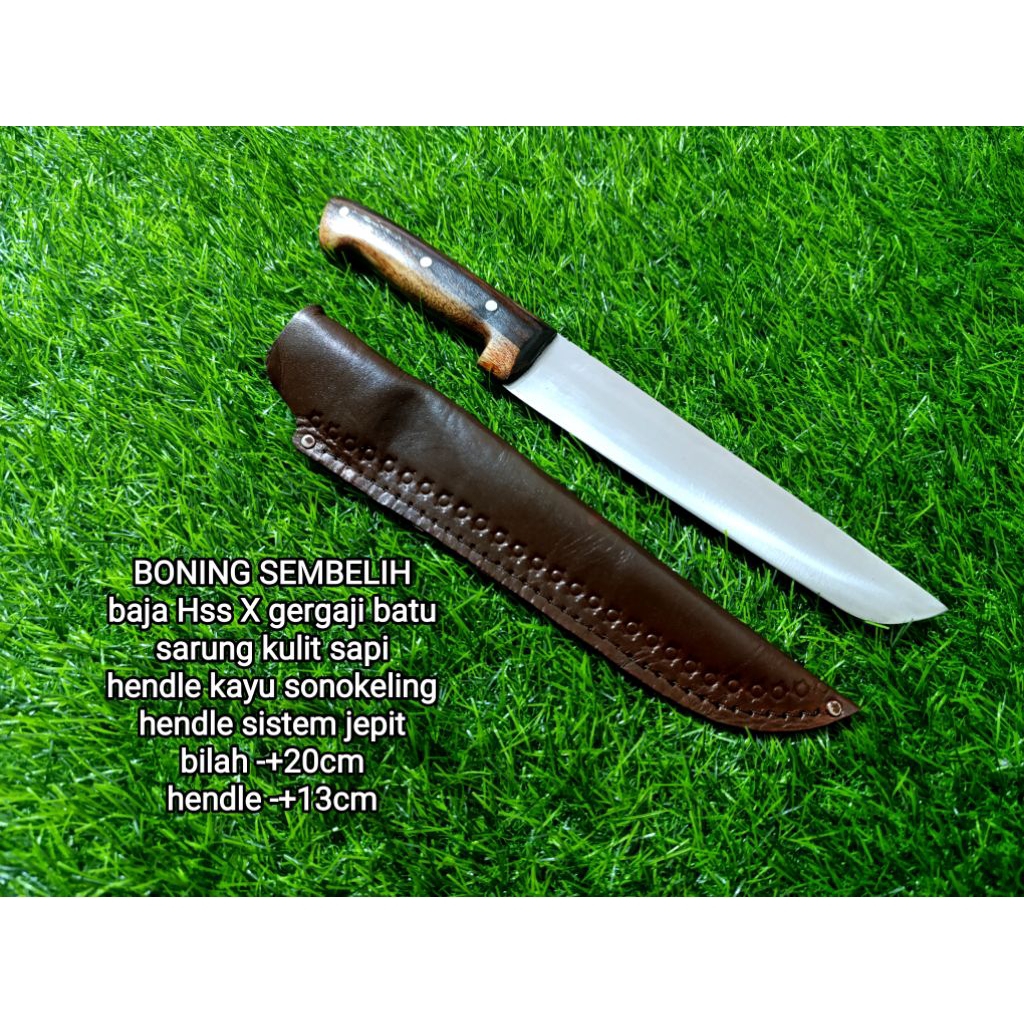 Pisau HSS boning sembelih sarung kulit sapi