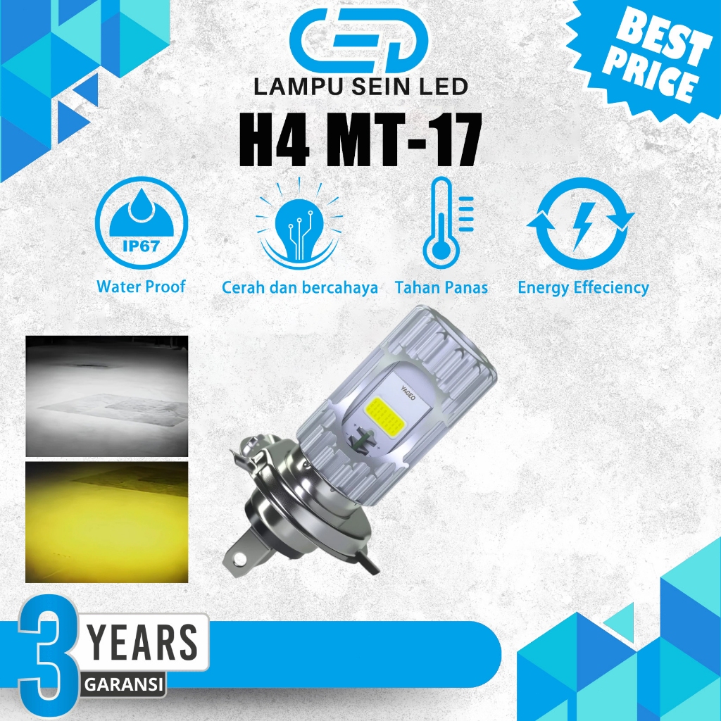 CED Lampu LED Motor NINJA , NMAX , VIXION H4 MT17 30W Super Terang Putih & Kuning 4300K-6500K | Wate
