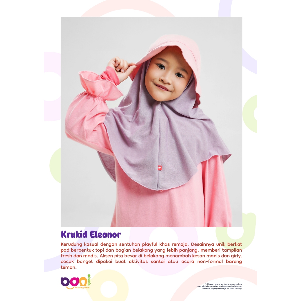 Krukid Eleanor | Kerudung Anak Eleanor | Kerudung Anak | Kerudung Topi | Kerudung Anak Bani Batuta |