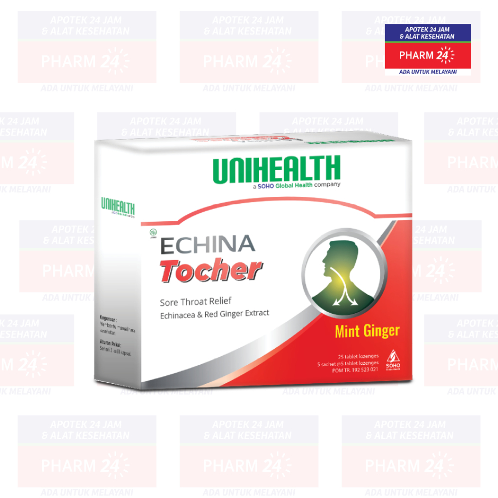 Echina Tocher - Permen untuk Sakit Tenggorokan / Unihealth 25 Tablets