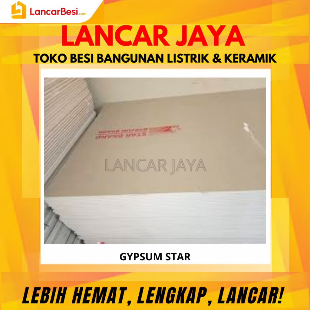 Gypsum Star 9mm Papan Gypsum Plafon 120cm x 240cm Hanya Untuk Area Jogja & Sekitarnya