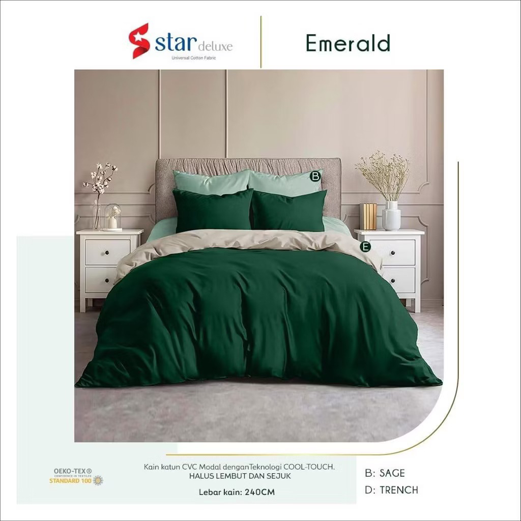 (COD) Ziby - Sprei Set Polos Emerald Sprei Anti Geser | 90x200x20 | 100x200x20 | 120x200x20 | 140x20