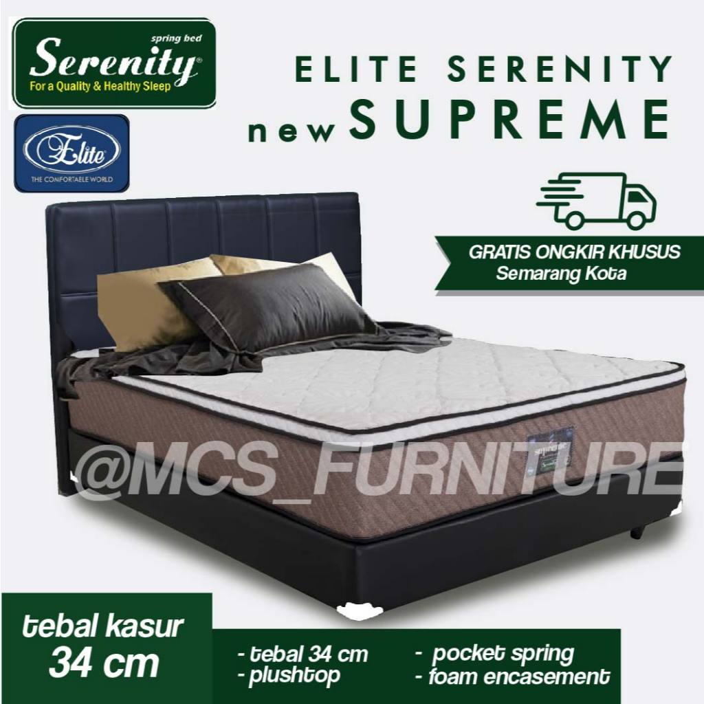 Kasur Springbed Elite Serenity NEW Supreme Plush Top Pocket Spring Foam Encasement Semarang
